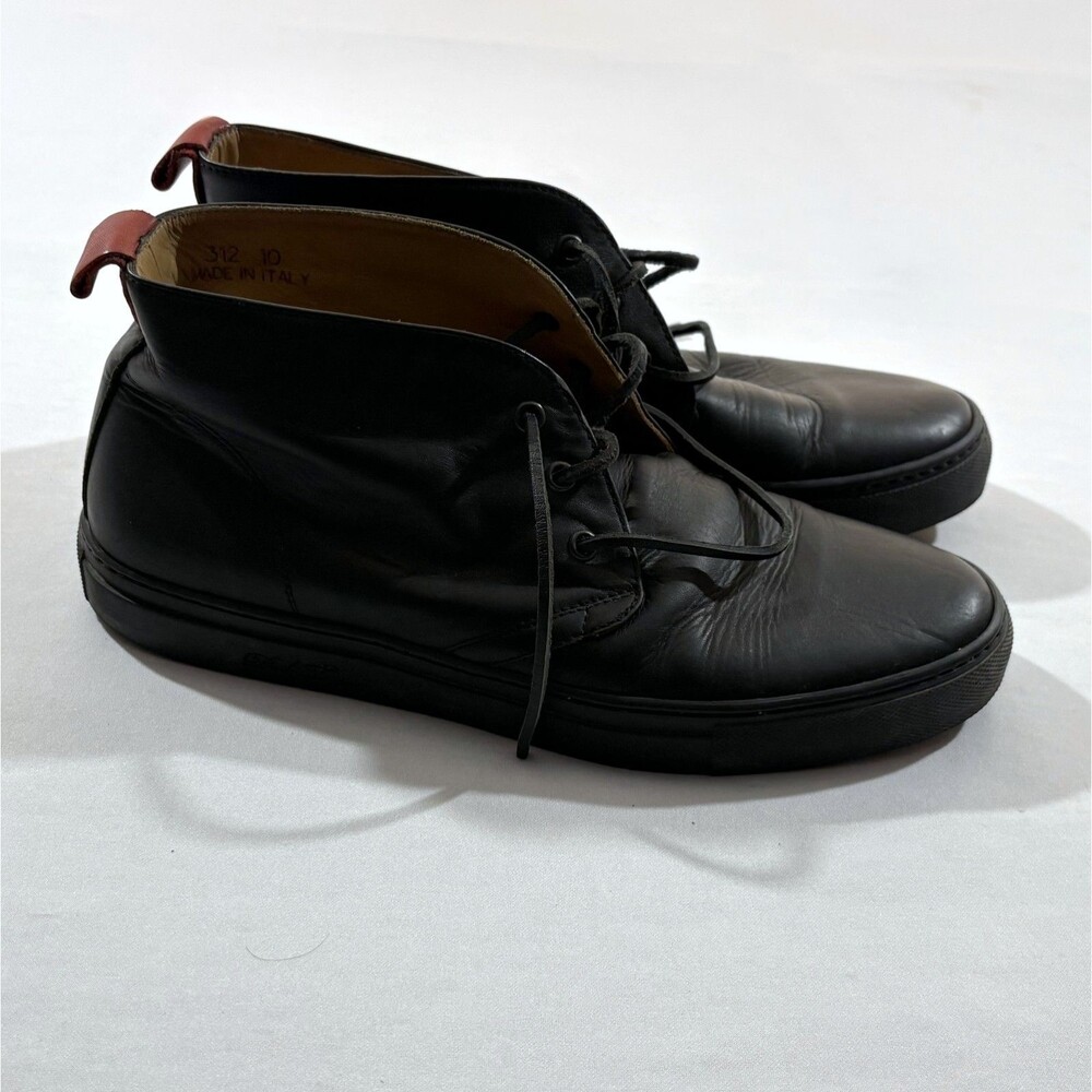 Del Toro Mens Black Chukka Lace Leather Shoes Sneakers Designer Sz 10 Italy